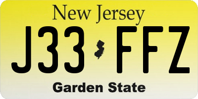 NJ license plate J33FFZ