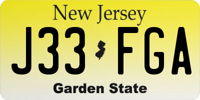 NJ license plate J33FGA
