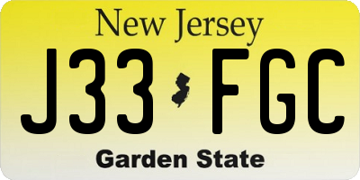 NJ license plate J33FGC