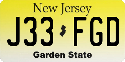NJ license plate J33FGD