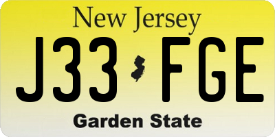 NJ license plate J33FGE