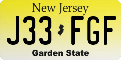NJ license plate J33FGF