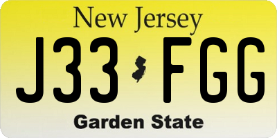 NJ license plate J33FGG