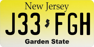 NJ license plate J33FGH