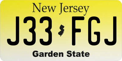 NJ license plate J33FGJ
