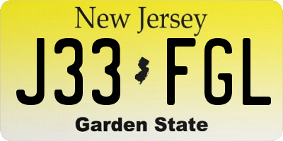 NJ license plate J33FGL