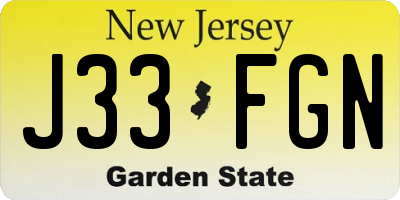 NJ license plate J33FGN