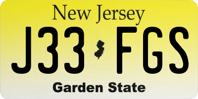NJ license plate J33FGS