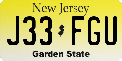 NJ license plate J33FGU