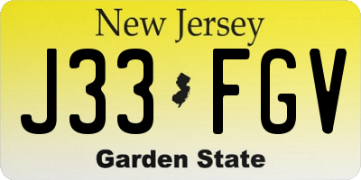 NJ license plate J33FGV