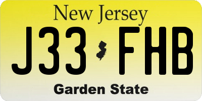 NJ license plate J33FHB