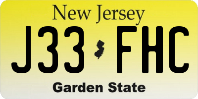 NJ license plate J33FHC