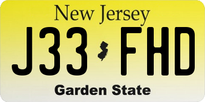 NJ license plate J33FHD