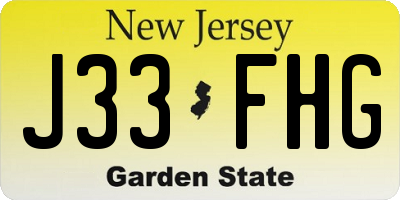 NJ license plate J33FHG
