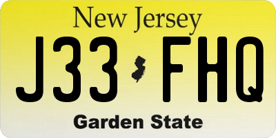 NJ license plate J33FHQ