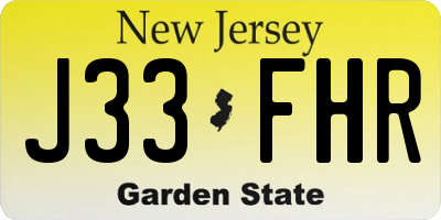 NJ license plate J33FHR