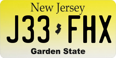 NJ license plate J33FHX