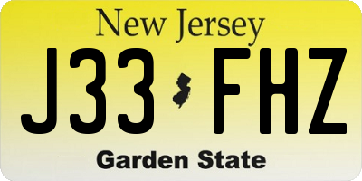 NJ license plate J33FHZ