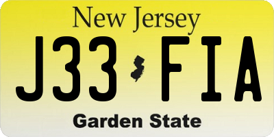 NJ license plate J33FIA