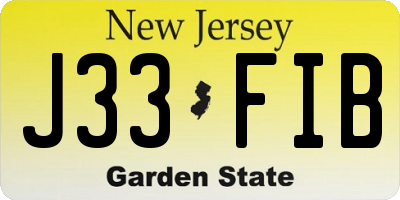 NJ license plate J33FIB