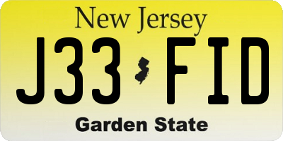 NJ license plate J33FID