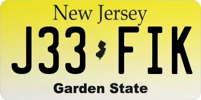 NJ license plate J33FIK