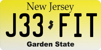 NJ license plate J33FIT