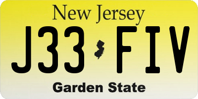 NJ license plate J33FIV