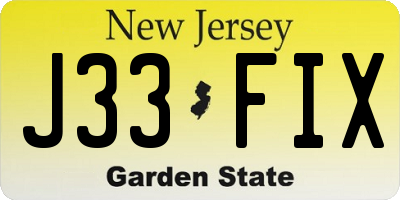 NJ license plate J33FIX