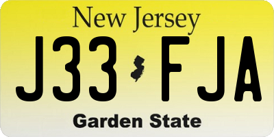 NJ license plate J33FJA