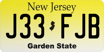 NJ license plate J33FJB