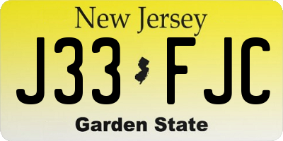NJ license plate J33FJC