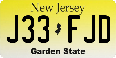 NJ license plate J33FJD