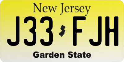 NJ license plate J33FJH