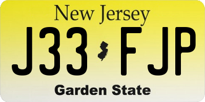 NJ license plate J33FJP