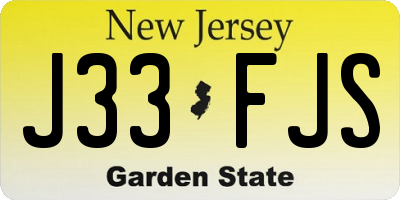 NJ license plate J33FJS