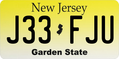 NJ license plate J33FJU