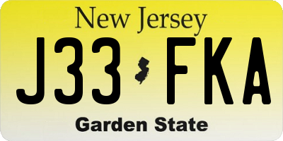 NJ license plate J33FKA