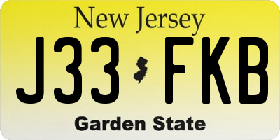 NJ license plate J33FKB