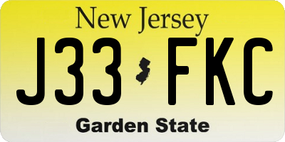 NJ license plate J33FKC