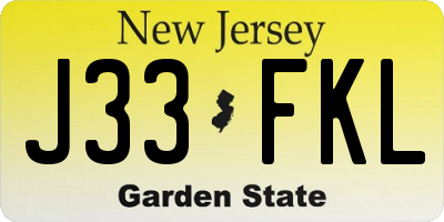 NJ license plate J33FKL