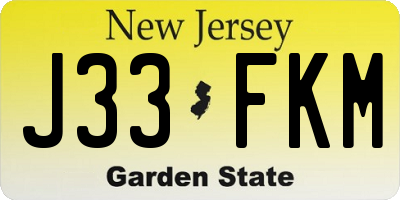 NJ license plate J33FKM