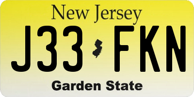 NJ license plate J33FKN