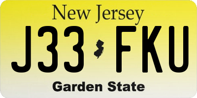 NJ license plate J33FKU