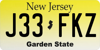 NJ license plate J33FKZ