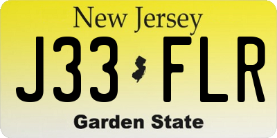 NJ license plate J33FLR