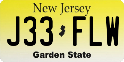NJ license plate J33FLW