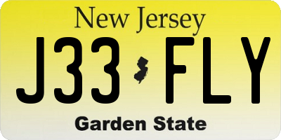 NJ license plate J33FLY