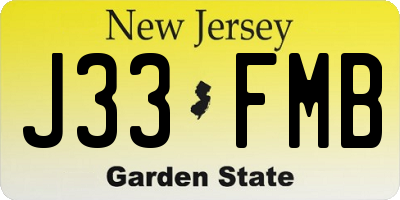 NJ license plate J33FMB
