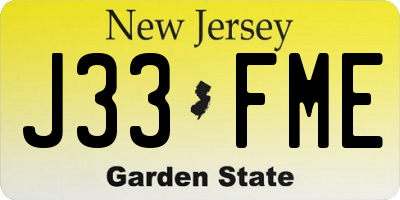 NJ license plate J33FME